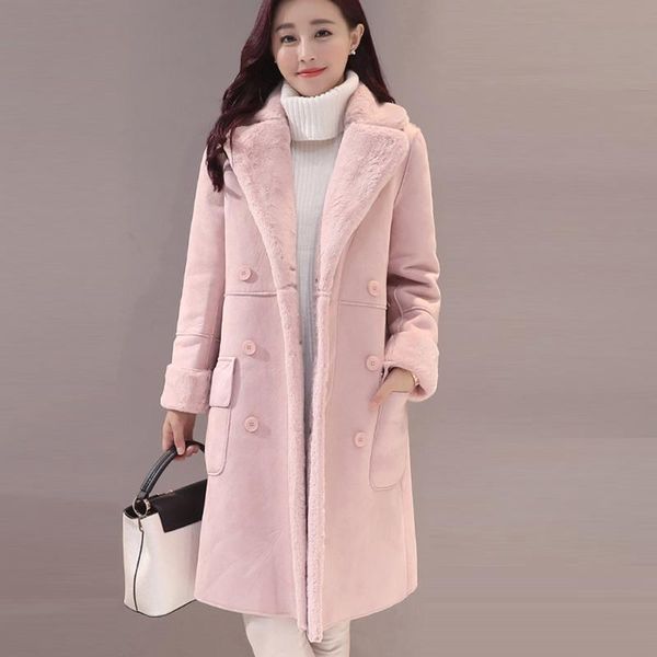 women's wool & blends 2021 full solid sale winter coat jacket women long double breasted deerskin lamb false windbreaker qh0617, Black
women's wool & blends 2021 full solid sale winter coat jacket women long double breasted deerskin lamb false windbreaker qh0617, Black