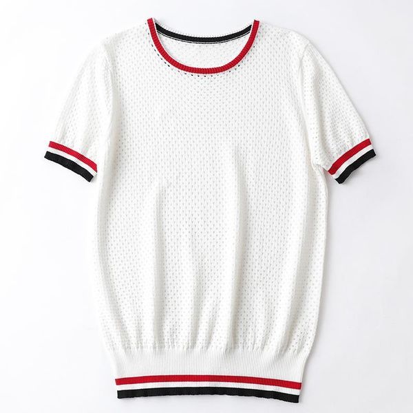 style hollow women's summer knitted short-sleeved ice silk cotton round neck t-shirt half-sleeved women, White
style hollow women's summer knitted short-sleeved ice silk cotton round neck t-shirt half-sleeved women, White