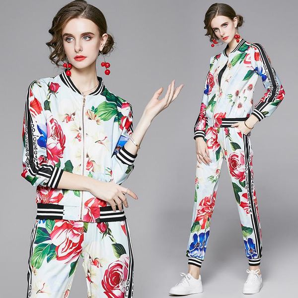england style design floral print zip baseball bomber jacket jogger set women fashion casual pant tracksuit two piece outfit women's pa, White
england style design floral print zip baseball bomber jacket jogger set women fashion casual pant tracksuit two piece outfit women's pa, White