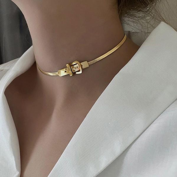 chokers classic watch buckle shape titanium steel choker necklace for woman korean fashion jewelry gothic girl's clavicle chain, Golden;silver
chokers classic watch buckle shape titanium steel choker necklace for woman korean fashion jewelry gothic girl's clavicle chain, Golden;silver