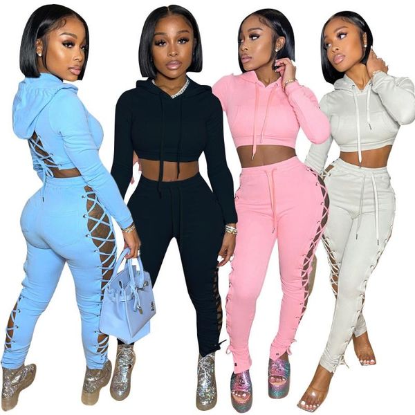 women's two piece pants casual cross straps fashion eyelet solid color suit stitching hollow hooded sweater two-piece, White
women's two piece pants casual cross straps fashion eyelet solid color suit stitching hollow hooded sweater two-piece, White