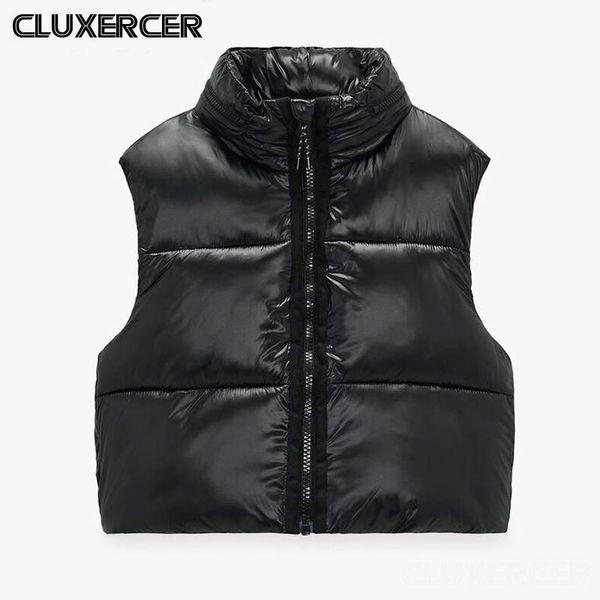 women's vests 2021 spring autumn women black glossy cropped vest coat zipper hooded sleeveless waistcoat short outwear female, Black;white
women's vests 2021 spring autumn women black glossy cropped vest coat zipper hooded sleeveless waistcoat short outwear female, Black;white