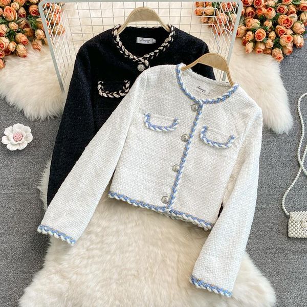 women's jackets 2021 autumn small fragrance woolen short coats women long sleeve vintage tweed jacket coat female korean sweet outwear, Black;brown
women's jackets 2021 autumn small fragrance woolen short coats women long sleeve vintage tweed jacket coat female korean sweet outwear, Black;brown