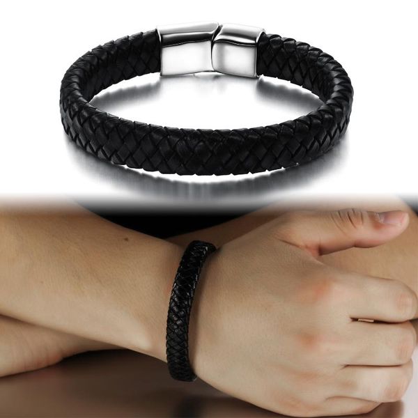 charm bracelets jialy wholesale european black braided leather bracelet stainless steel magnetic buckle wristbands for boy men jewelry, Golden;silver
charm bracelets jialy wholesale european black braided leather bracelet stainless steel magnetic buckle wristbands for boy men jewelry, Golden;silver