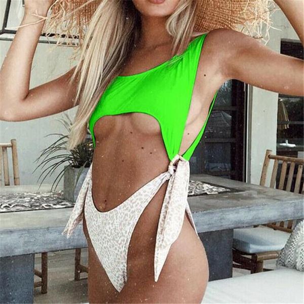 women one-piece patchwork swimsuit hollow leopard printed swimwear push up padded bra bikini beachwear summer suits 
women one-piece patchwork swimsuit hollow leopard printed swimwear push up padded bra bikini beachwear summer suits