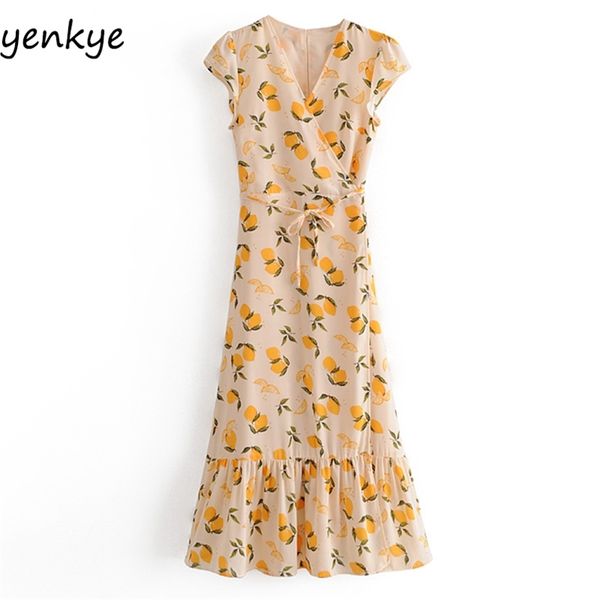 summer women vintage lemon print wrap elegant lady cross v neck short sleeve a-line midi chiffon dress vestido 210514, Black;gray
summer women vintage lemon print wrap elegant lady cross v neck short sleeve a-line midi chiffon dress vestido 210514, Black;gray