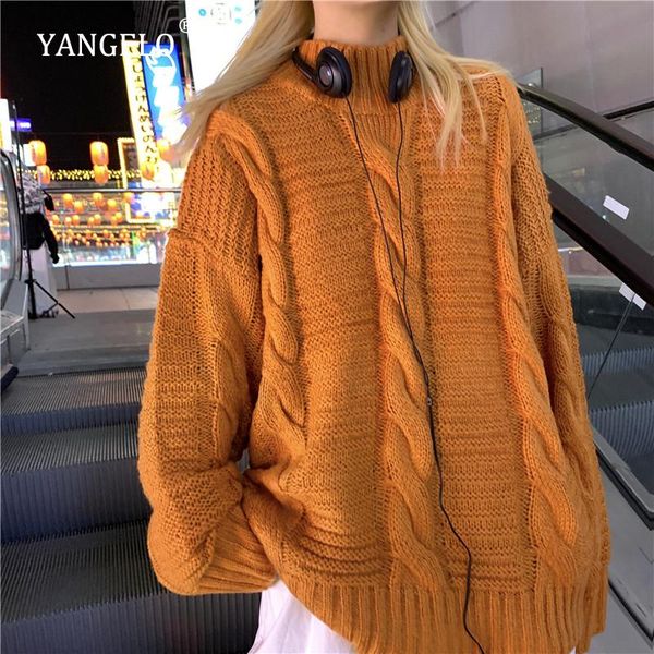 women's sweaters yangelo harajuku sweater women winter warmth thick turtleneck long sleeved loose oversized twist knitted pullover fema, White;black
women's sweaters yangelo harajuku sweater women winter warmth thick turtleneck long sleeved loose oversized twist knitted pullover fema, White;black