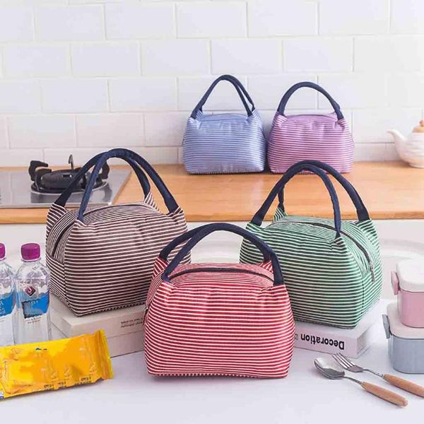 storage bags portable striped fabric lunch bag outdoor insulated thermal food simple travel working bento box wipes clean easily
storage bags portable striped fabric lunch bag outdoor insulated thermal food simple travel working bento box wipes clean easily