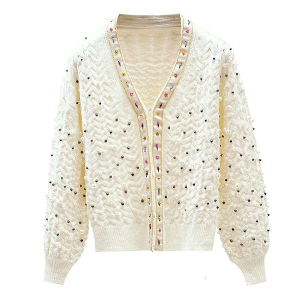 women's sweaters chic pearls beading sweater women bling v neck loose designer jumper open stitch korean thick cardigan female jop, White;black
women's sweaters chic pearls beading sweater women bling v neck loose designer jumper open stitch korean thick cardigan female jop, White;black