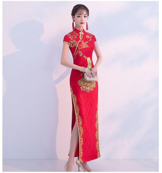s-4xl traditional lady lace floral chinese dresses elegant slim cheongsam skirt bride wedding party straight dress gown vestidos ethnic clot, Red
s-4xl traditional lady lace floral chinese dresses elegant slim cheongsam skirt bride wedding party straight dress gown vestidos ethnic clot, Red