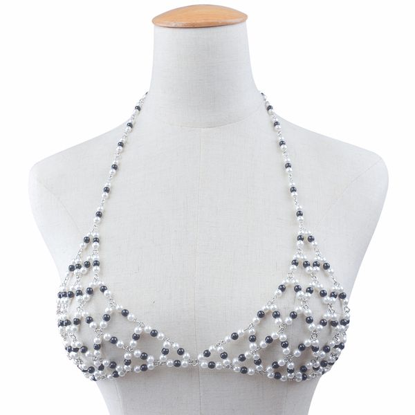 fashion handmade imitation pearl weave breast chains design body chain retro exaggerated personality hollow beaded bikini clothing accessori, Silver
fashion handmade imitation pearl weave breast chains design body chain retro exaggerated personality hollow beaded bikini clothing accessori, Silver