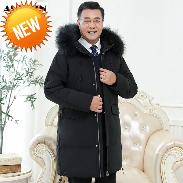 2021 new fashion winter thick long men's down jacket luxury fur collar style middle age men casual warm hooded, Black
2021 new fashion winter thick long men's down jacket luxury fur collar style middle age men casual warm hooded, Black