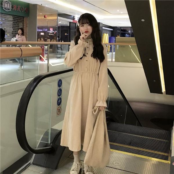casual dresses 2021 women autumn french retro stand collar corduroy female solid color loose dress ladies long a-line vestidos t455, Black;gray
casual dresses 2021 women autumn french retro stand collar corduroy female solid color loose dress ladies long a-line vestidos t455, Black;gray