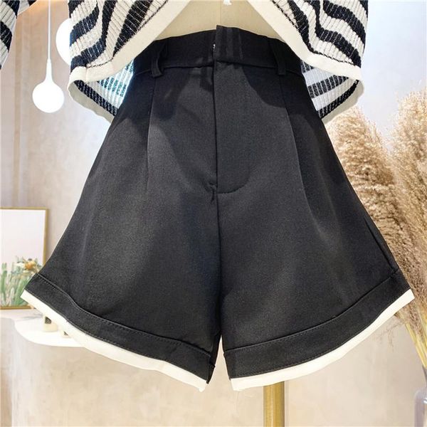 women's shorts niche design clothing summer 2021 fashion loose high waist a-line casual short wide leg pants, White;black
women's shorts niche design clothing summer 2021 fashion loose high waist a-line casual short wide leg pants, White;black