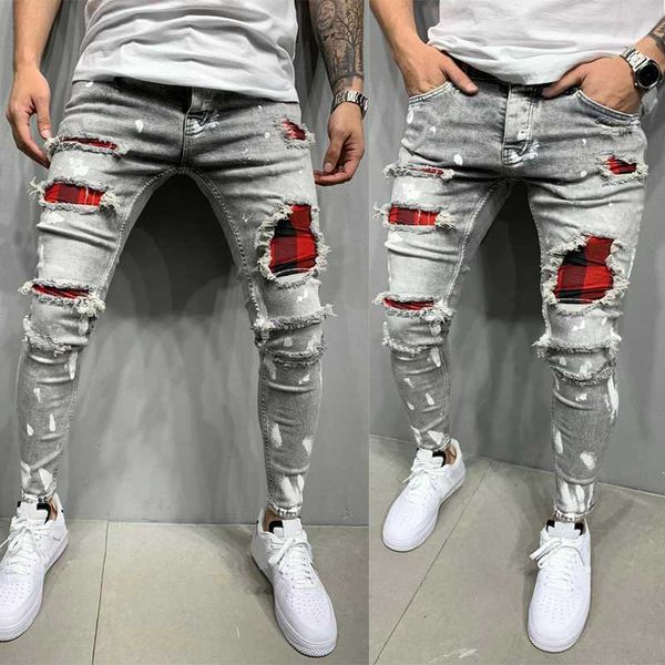 men ripped jeans patchwork skinny pencil pants slim hole denim male patch beggar pants street hip hop biker cowboy clothing 2021 x0621, Blue
men ripped jeans patchwork skinny pencil pants slim hole denim male patch beggar pants street hip hop biker cowboy clothing 2021 x0621, Blue
