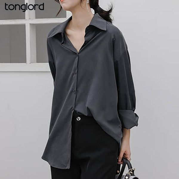 women's blouses & shirts spring autumn solid loose women ol style single-breasted long sleeve ladies casual thin outwear mujer blusas, White
women's blouses & shirts spring autumn solid loose women ol style single-breasted long sleeve ladies casual thin outwear mujer blusas, White