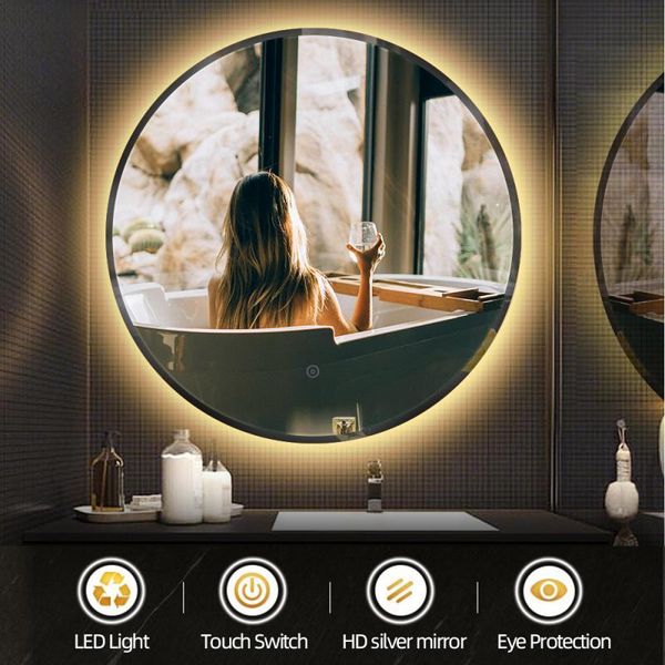 mirrors wall mounted bathroom mirror led makeup touch dimming smart round shape with 24w ambinient light
mirrors wall mounted bathroom mirror led makeup touch dimming smart round shape with 24w ambinient light