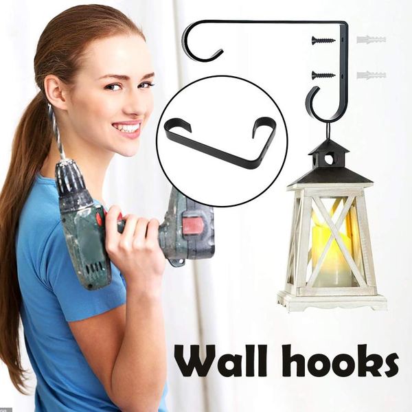 hooks & rails 2pc black iron wall windproof outdoor garden planter flower pot hanging bracket hook lantern light holder home decor
hooks & rails 2pc black iron wall windproof outdoor garden planter flower pot hanging bracket hook lantern light holder home decor
