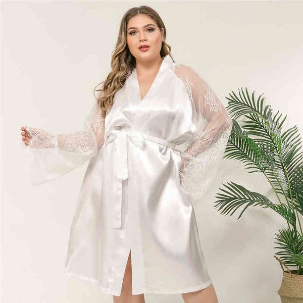 sleepwear woman robe pajamas large size black white lace long sleeve elegant faux silk loose summer night sleepwear zgk4 xwqx, Black;brown
sleepwear woman robe pajamas large size black white lace long sleeve elegant faux silk loose summer night sleepwear zgk4 xwqx, Black;brown