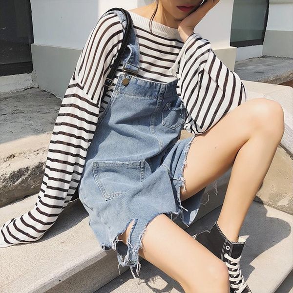 girls overalls summer short denim womens romper loose spring casual jeans playsuit, Black;white
girls overalls summer short denim womens romper loose spring casual jeans playsuit, Black;white