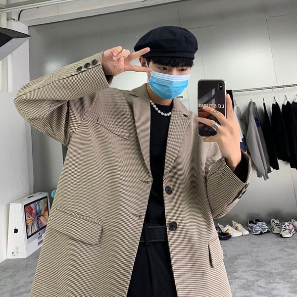 men's suits & blazers plaid blazer formal dress jacket korean business casual suit men fashion loose wedding party, White;black
men's suits & blazers plaid blazer formal dress jacket korean business casual suit men fashion loose wedding party, White;black