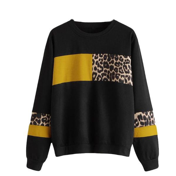 women's hoodies & sweatshirts splicing color block leopard print blouse o-neck cotton long sleeve sweatshirt youthful woman clothes bl, Black
women's hoodies & sweatshirts splicing color block leopard print blouse o-neck cotton long sleeve sweatshirt youthful woman clothes bl, Black