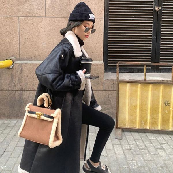 women's fur & faux hstar women mid-length imitation lambwool coat female winter 2021 korean style loose plus velvet thick motorcycle ja, Black
women's fur & faux hstar women mid-length imitation lambwool coat female winter 2021 korean style loose plus velvet thick motorcycle ja, Black
