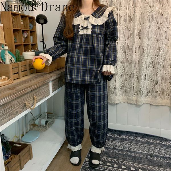 women's sleepwear 2021 chic plaid shredded geometric lace long sleeves homemade casual pajamas, Black;red
women's sleepwear 2021 chic plaid shredded geometric lace long sleeves homemade casual pajamas, Black;red