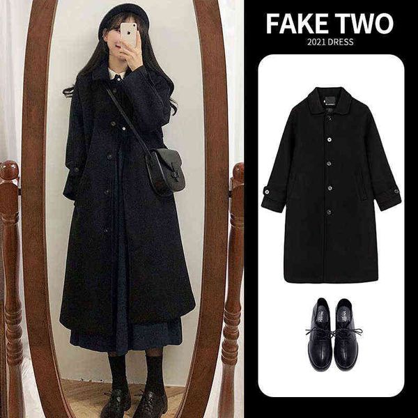 coat woman 2021 windbreaker medium long small hepburn wind cloth black woolen coat autumn and winter
coat woman 2021 windbreaker medium long small hepburn wind cloth black woolen coat autumn and winter
