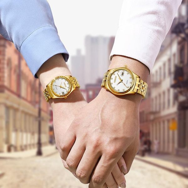 wristwatches couple watch stainless steel waterproof quartz watches for lovers date clock gold men women with box, Slivery;brown
wristwatches couple watch stainless steel waterproof quartz watches for lovers date clock gold men women with box, Slivery;brown