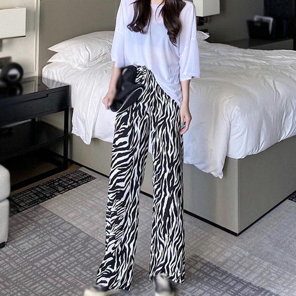 women's pants & capris spring summer loose high waist thin straight wide leg women female zebra stripes pattern trousers, Black;white
women's pants & capris spring summer loose high waist thin straight wide leg women female zebra stripes pattern trousers, Black;white