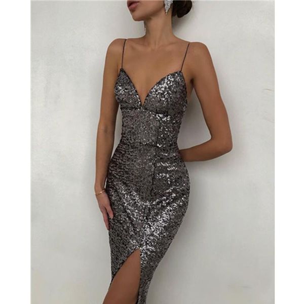 women sequins spaghetti strap v neck party dress sleeveless bodycon midi evening casual dresses, Black;gray
women sequins spaghetti strap v neck party dress sleeveless bodycon midi evening casual dresses, Black;gray