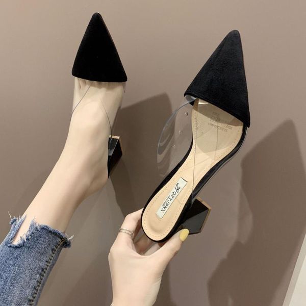 slippers pointed toe suede square heel high heels muller women summer shoes fashion patchwork shallow ladies yuj, Black
slippers pointed toe suede square heel high heels muller women summer shoes fashion patchwork shallow ladies yuj, Black