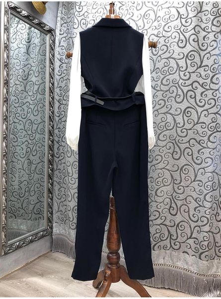 pants est fashion pant suits autumn women notched collar color block long sleeve belt coat+ny pants sets female 2pcs, White
pants est fashion pant suits autumn women notched collar color block long sleeve belt coat+ny pants sets female 2pcs, White