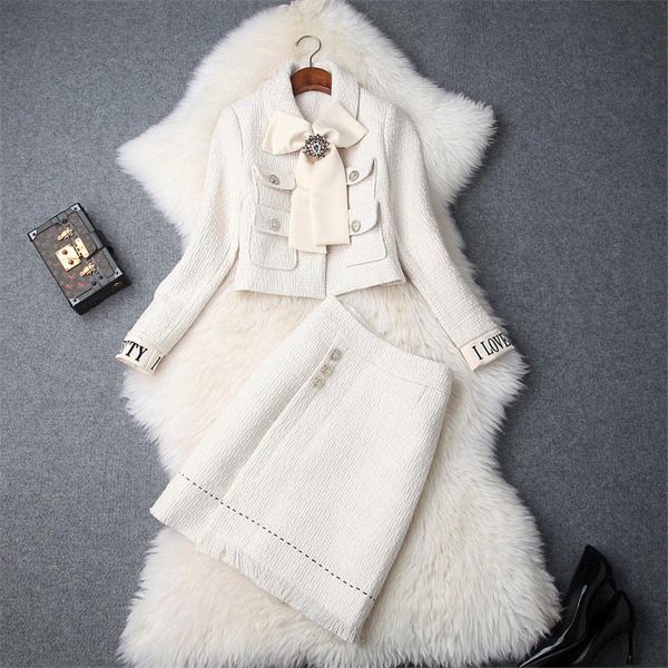 work dresses autumn winter fashion women runway dress set bowknot short tweed woolen jacket with skirt suit lady party office 2 piece outfit, White;black
work dresses autumn winter fashion women runway dress set bowknot short tweed woolen jacket with skirt suit lady party office 2 piece outfit, White;black