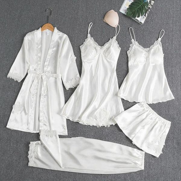 spring pajamas suit five women sleepwear piece set white lace trim wedding robe kimono bathrobe gown thin silk home, Black;red
spring pajamas suit five women sleepwear piece set white lace trim wedding robe kimono bathrobe gown thin silk home, Black;red
