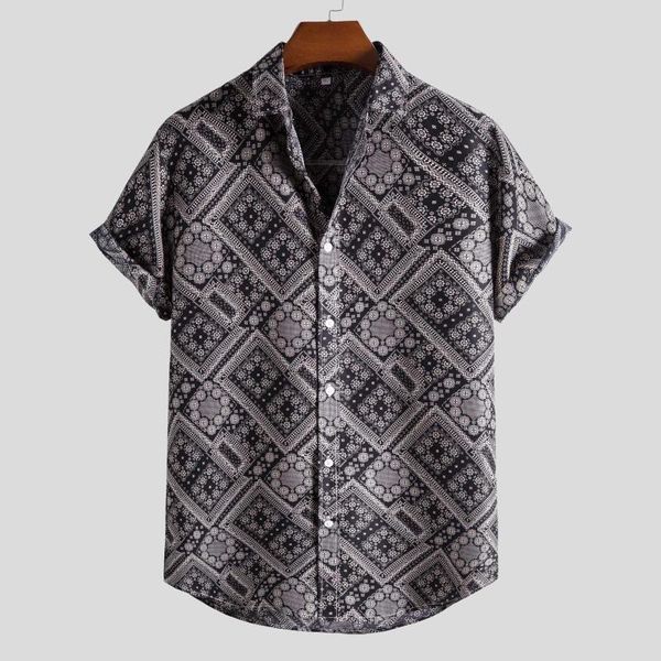 men's casual shirts geometry printed shirt turn down collar blusas mujer button short sleeve chemise manche courte homme, White;black
men's casual shirts geometry printed shirt turn down collar blusas mujer button short sleeve chemise manche courte homme, White;black