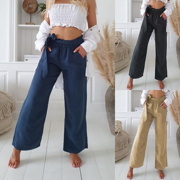 women's pants & capris linen woman summer fashion sashes elastic high waist wide leg loose trousers women lugentolo, Black;white
women's pants & capris linen woman summer fashion sashes elastic high waist wide leg loose trousers women lugentolo, Black;white