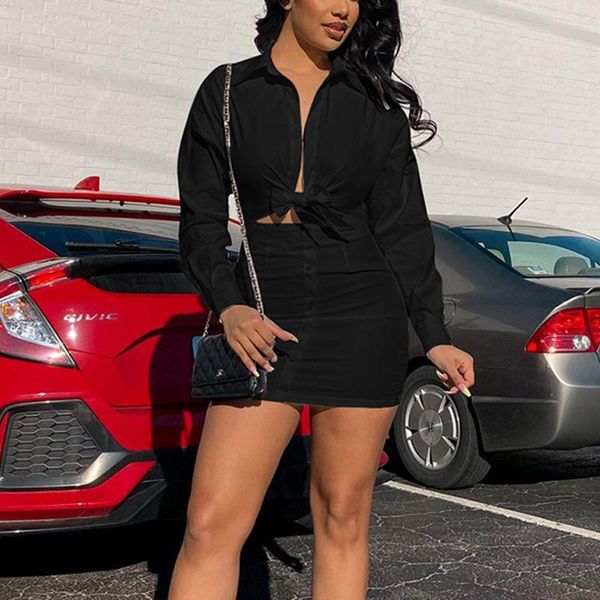 casual dresses solid color slim bodycon ol work mini dress long sleeve tie front lapel shirt, Black;gray
casual dresses solid color slim bodycon ol work mini dress long sleeve tie front lapel shirt, Black;gray