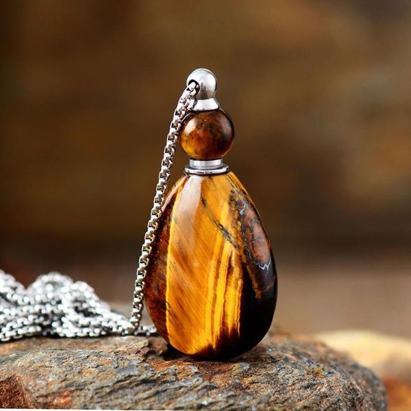 elegant natural stones essential oil diffuser perfume bottle pendant necklace stainless steel women jewelry drop necklaces, Silver
elegant natural stones essential oil diffuser perfume bottle pendant necklace stainless steel women jewelry drop necklaces, Silver