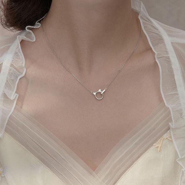pendant necklaces kpop necklace for women cute chain hollow zircon light luxury rhinestones kitten ring choker female, Silver
pendant necklaces kpop necklace for women cute chain hollow zircon light luxury rhinestones kitten ring choker female, Silver