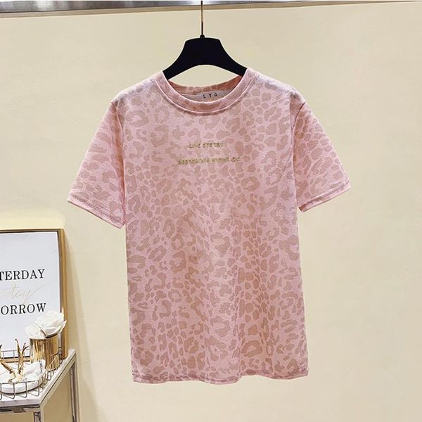 women's t-shirt fashion leopard embroidery letter ice silk t shirt woman loose baggy short sleeve o-neck summer clothes for women, White
women's t-shirt fashion leopard embroidery letter ice silk t shirt woman loose baggy short sleeve o-neck summer clothes for women, White