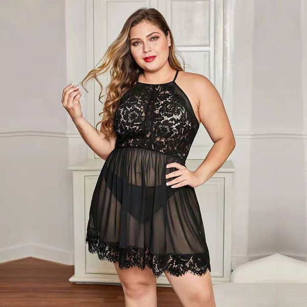 woman allure large size plus fat lace nightdrs transparent housewear women's fun underwear, Red;black
woman allure large size plus fat lace nightdrs transparent housewear women's fun underwear, Red;black