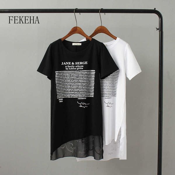 fekeha summer long t shirt women letter black white t-shirt short sleeve thin women cotton tees female tshirt t200617
fekeha summer long t shirt women letter black white t-shirt short sleeve thin women cotton tees female tshirt t200617