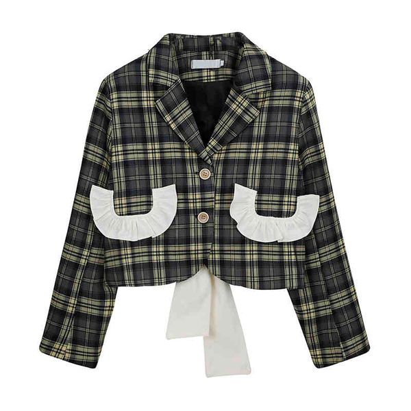 women's suits & blazers designer de retalhos bowknot xadrez cortada jaqueta para mulher outono roupas kawaii plissado laço coreano moda, White;black
women's suits & blazers designer de retalhos bowknot xadrez cortada jaqueta para mulher outono roupas kawaii plissado laço coreano moda, White;black