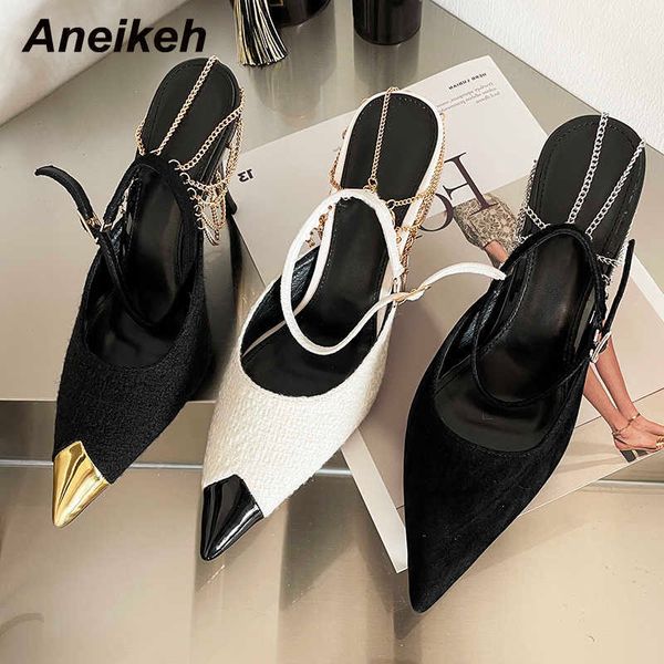 famous brand designer spring/autumn pu thin heels pointed toe metal decoratio chain party shallow pumps women's shoes slingbacks sweet, Black
famous brand designer spring/autumn pu thin heels pointed toe metal decoratio chain party shallow pumps women's shoes slingbacks sweet, Black