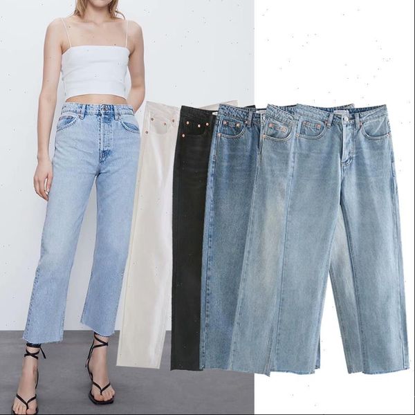 za 5 colors ies autumn womens pant jeans high waist straight solid color casual trousers streetwear, Black;white
za 5 colors ies autumn womens pant jeans high waist straight solid color casual trousers streetwear, Black;white