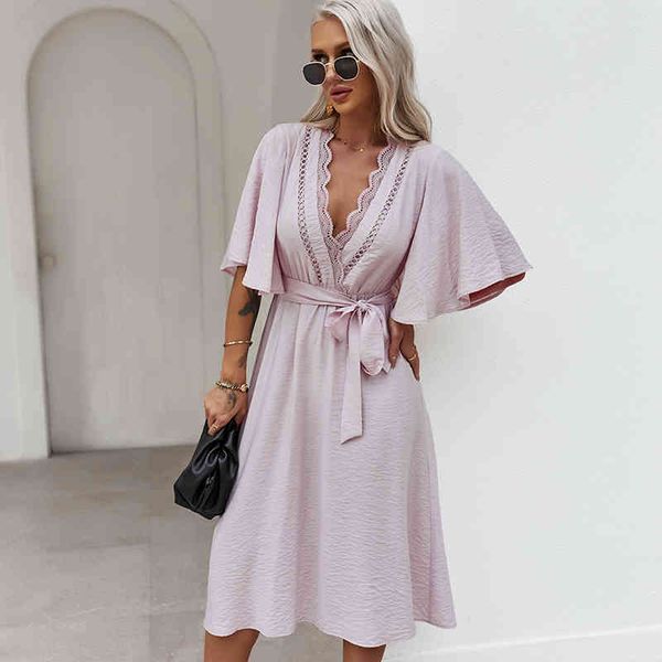 vintage boho solid dress with belt women summer v neck midi long dress female lace beach dress vestido women clothing 210514, Black;gray
vintage boho solid dress with belt women summer v neck midi long dress female lace beach dress vestido women clothing 210514, Black;gray