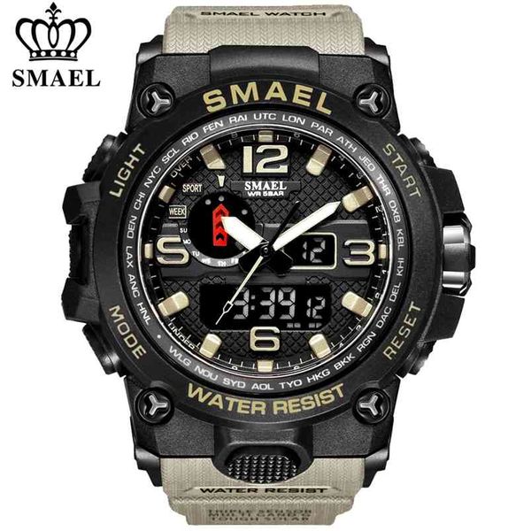 smael brand fashion watch men waterproof sports military watches 1545 men's luxury wristwatch analog quartz dual display watch 210804, Slivery;brown
smael brand fashion watch men waterproof sports military watches 1545 men's luxury wristwatch analog quartz dual display watch 210804, Slivery;brown