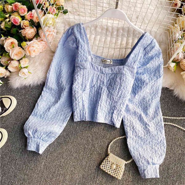 casual blue/yellow blouse for women square collar puff long sleeve short female vintage shirts fashion autumn 210426, White
casual blue/yellow blouse for women square collar puff long sleeve short female vintage shirts fashion autumn 210426, White